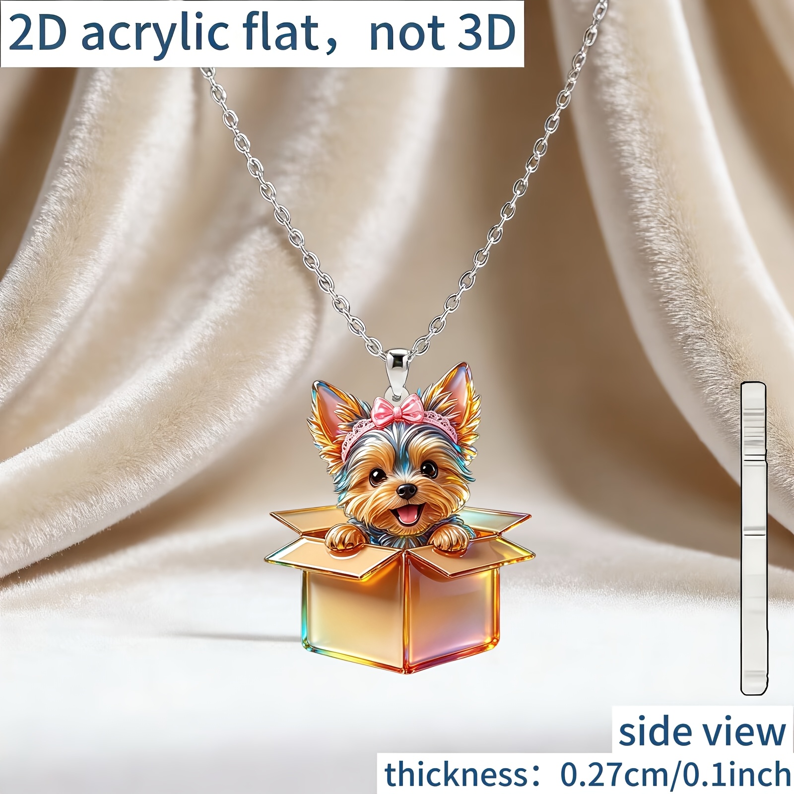 Women's Yorkshire Terrier in a Box Acrylic Pendant Necklace